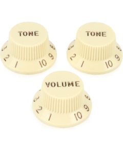 Fender Aged White potmeter knoppen voor linkshandige stratocaster. 2 x tone, 1 x volume