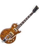 Vintage V100 Guitar - Amber Flamed Maple incl Bigsby