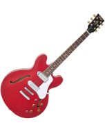 Vintage Semi-Acoustic Guitar - Chrome Soapbar - Cherry Red