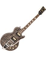 Vintage V100 Guitar - Black Flamed Maple incl Bigsby