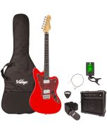 Vintage V50 Coaster Electric Guitar Pack - Gloss Red